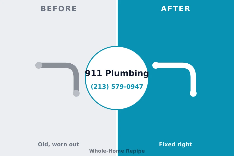 Before and after: plumbing repair Springs, NY